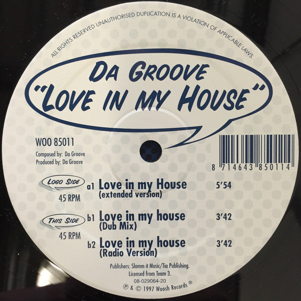 Da Groove : Love In My House (12")