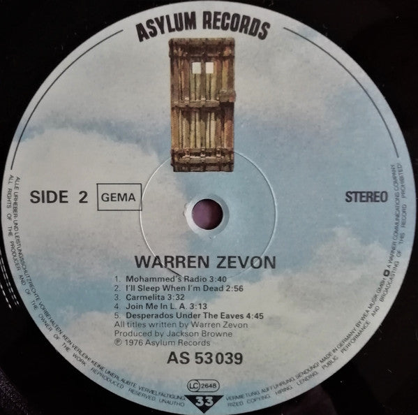 Warren Zevon : Warren Zevon (LP, Album, RE)