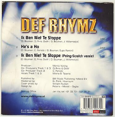 Def Rhymz : Ik Ben Niet Te Stoppe (CD, Single)