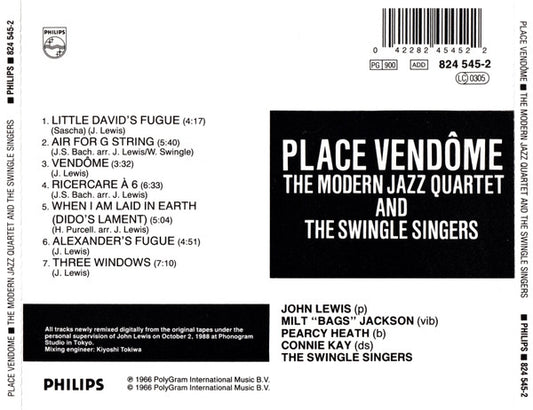Les Swingle Singers With The Modern Jazz Quartet : Place Vendôme (CD, Album, RE)