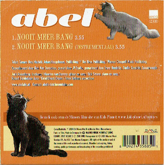 Abel (2) : Nooit Meer Bang (CD, Single)