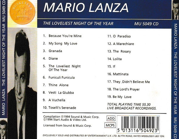 Mario Lanza : The Loveliest Night Of The Year (CD, Comp)