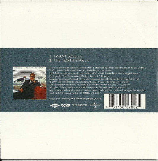 Elton John : I Want Love (CD, Single, car)