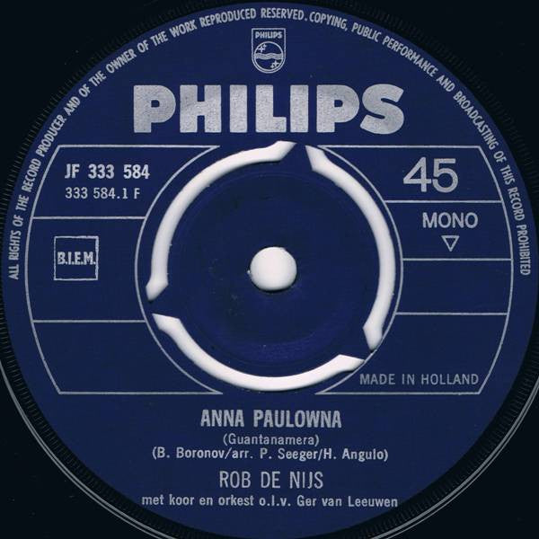 Rob de Nijs : Anna Paulowna / Fanny (Ik Mis Je)  (7", Single, Mono)