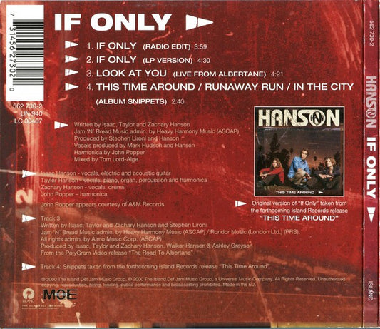 Hanson : If Only (CD, Single, Dig)