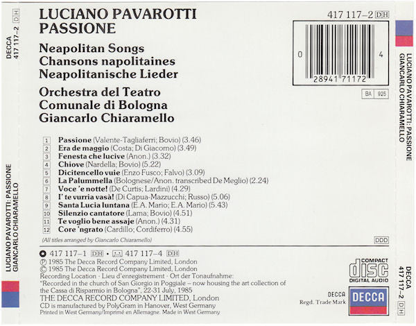 Luciano Pavarotti : Passione (CD, Album)