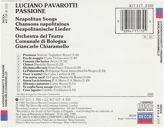 Luciano Pavarotti : Passione (CD, Album)