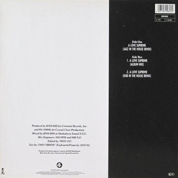 Will Downing : A Love Supreme (Jazz In The House Mix) (12", Maxi)
