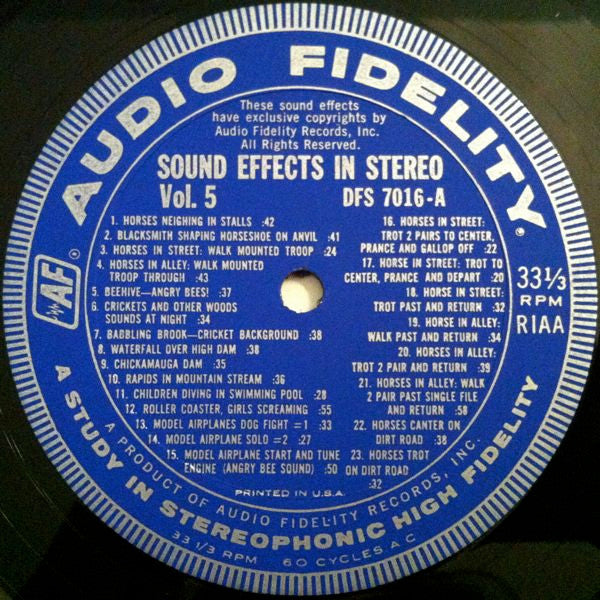 No Artist : Sound Effects, Volume 5 (LP, Blu)