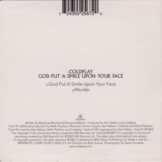 Coldplay : God Put A Smile Upon Your Face (CD, Single, Car)