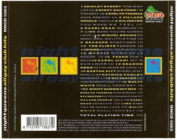 Various : Night Queens: All Gay Club Hits (CD, Comp)