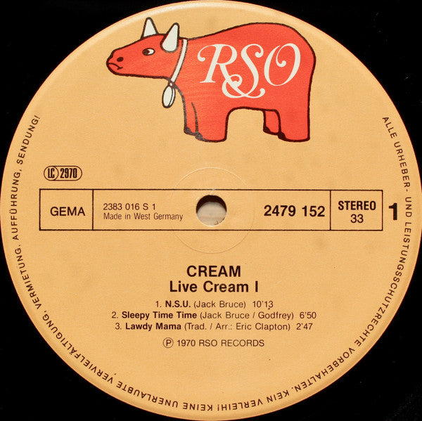 Cream (2) : Live Cream (LP, Album, RE)