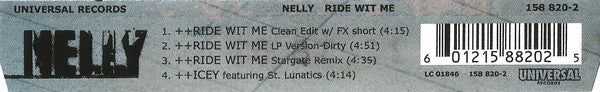 Nelly Featuring City Spud : Ride Wit Me (CD, Maxi)