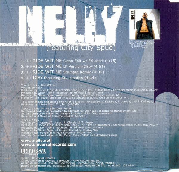Nelly Featuring City Spud : Ride Wit Me (CD, Maxi)