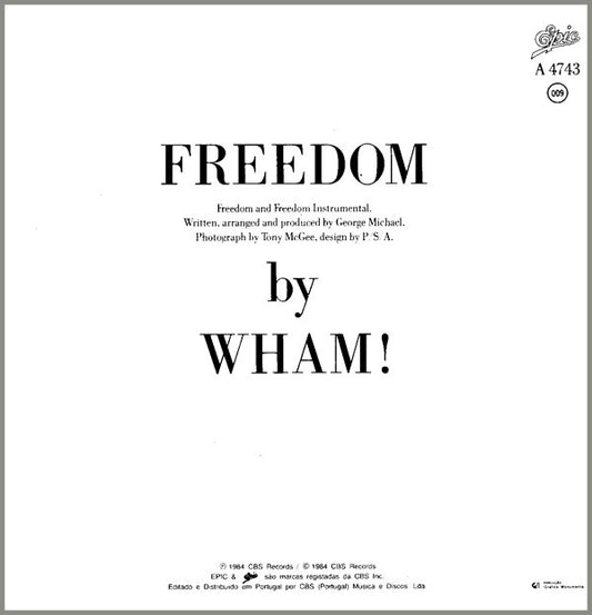 Wham! : Freedom (7", Single)