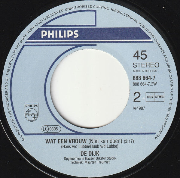 De Dijk : Mag Het Licht Uit (7", Single)
