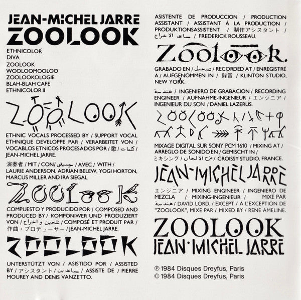 Jean-Michel Jarre : Zoolook (CD, Album, Blu)