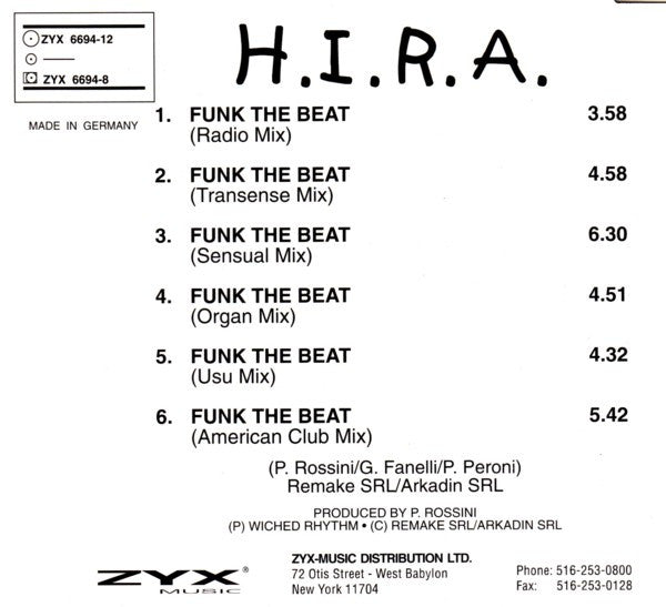 H.I.R.A. : Funk The Beat (CD, Maxi)