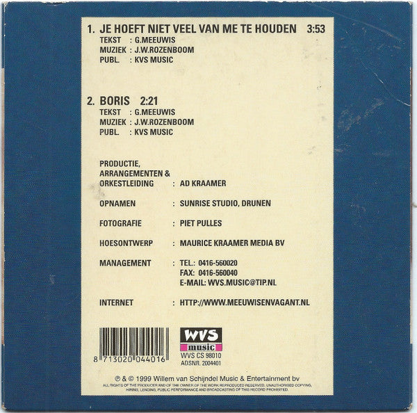 Guus Meeuwis & Vagant : Je Hoeft Niet Veel Van Me Te Houden (CD, Single)