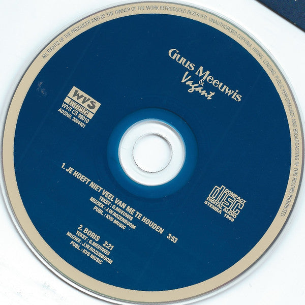 Guus Meeuwis & Vagant : Je Hoeft Niet Veel Van Me Te Houden (CD, Single)