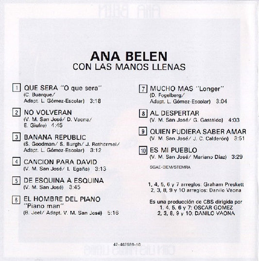 Ana Belén : Con Las Manos Llenas (CD, Album, RE)