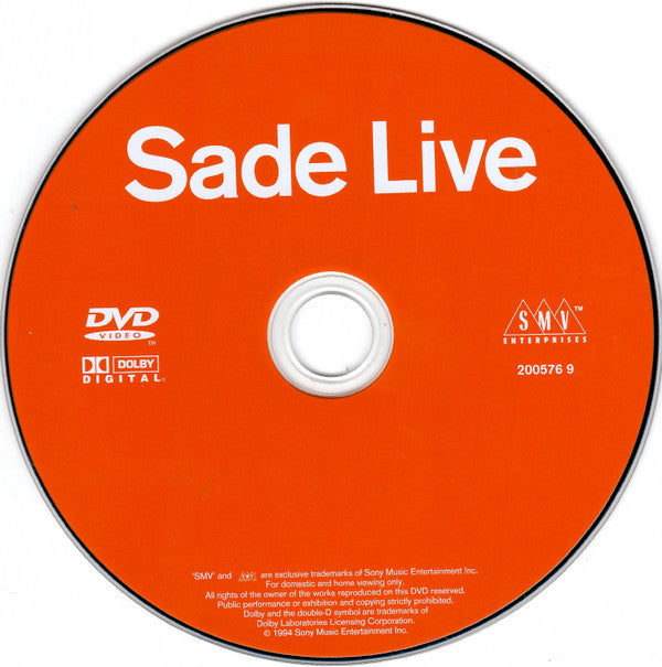 Sade : Live (DVD-V, PAL, Zon)