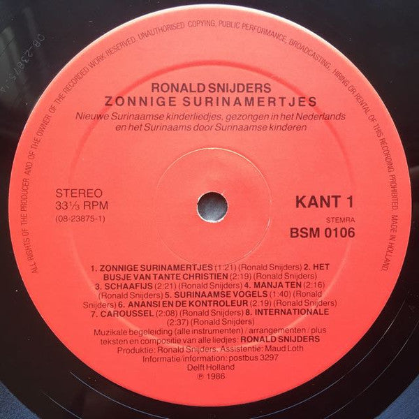 Ronald Snijders : Zonnige Surinamertjes (LP, Album)