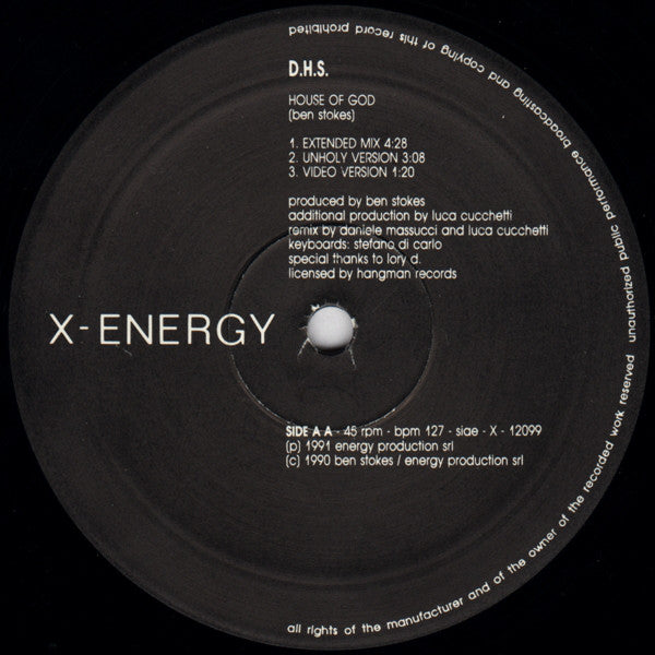 DHS : House Of God (Remix) (12", Com)