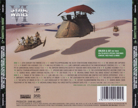 John Williams (4) : Star Wars: Episode VI - Return Of The Jedi (The Original Motion Picture Soundtrack) (2xCD, Album, Enh, RE, RM, Len)