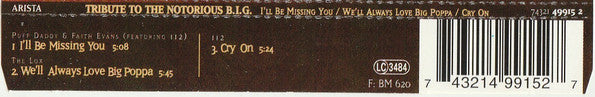 Puff Daddy & Faith Evans, 112, The Lox : Tribute To The Notorious B.I.G. (CD, Single)