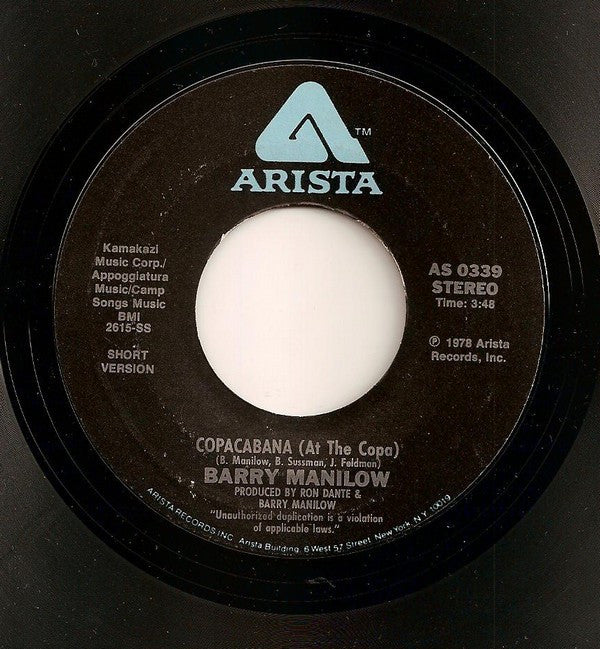 Barry Manilow : Copacabana (At The Copa) (7", Single)
