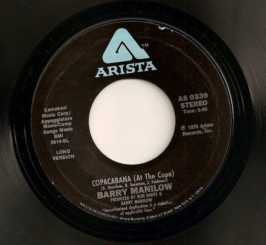 Barry Manilow : Copacabana (At The Copa) (7", Single)