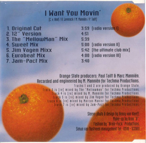 Orange State Featuring Pockets (13) & Cyrille (11) : I Want You Movin' (CD, Maxi)