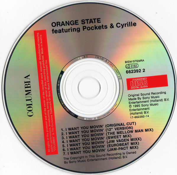 Orange State Featuring Pockets (13) & Cyrille (11) : I Want You Movin' (CD, Maxi)