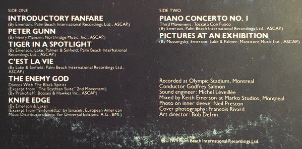 Emerson, Lake & Palmer : In Concert (LP, Album)