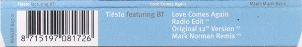 DJ Tiësto Featuring BT : Love Comes Again (CD, Single)