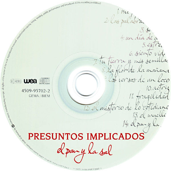 Presuntos Implicados : El Pan Y La Sal (CD, Album)