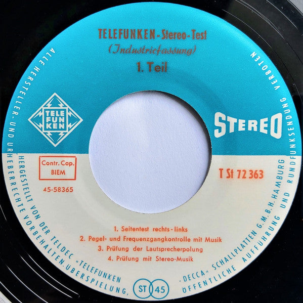No Artist : Telefunken-Stereo-Test (Industriefassung) (7")