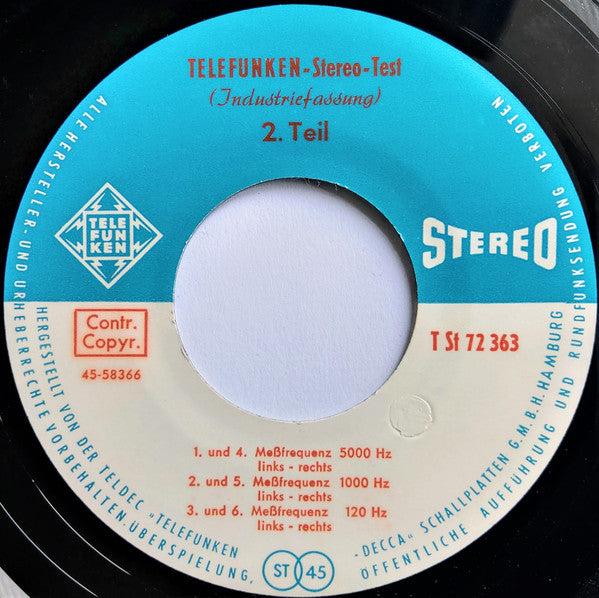No Artist : Telefunken-Stereo-Test (Industriefassung) (7")