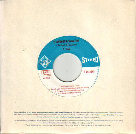 No Artist : Telefunken-Stereo-Test (Industriefassung) (7")