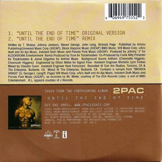 2Pac : Until The End Of Time (CD, Single)