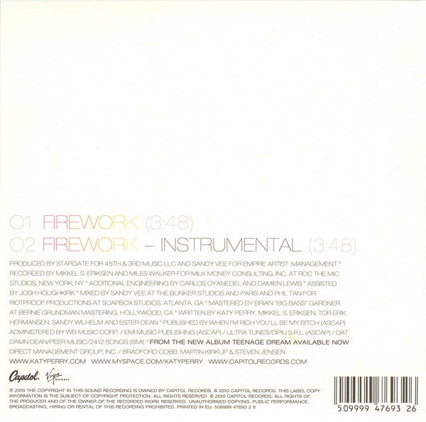 Katy Perry : Firework (CD, Single)