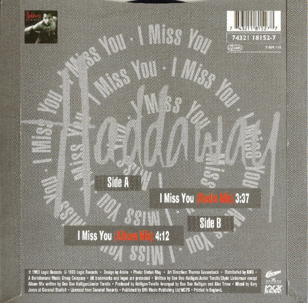 Haddaway : I Miss You (7", Single)