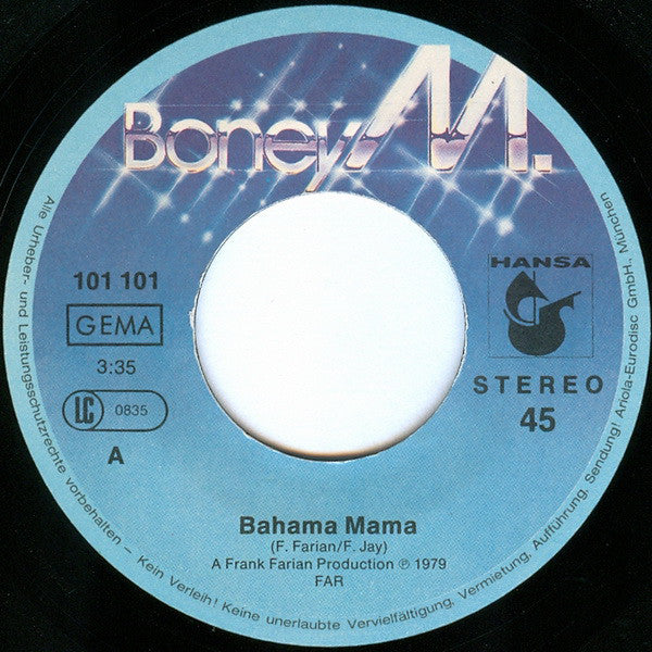 Boney M. : I'm Born Again / Bahama Mama (7", Single)