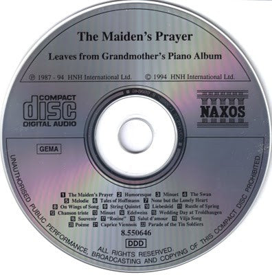 Various : The Maiden's Prayer (Leaves From Grandmother's Piano Album) (CD, Comp)