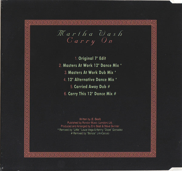 Martha Wash : Carry On (CD, Single)