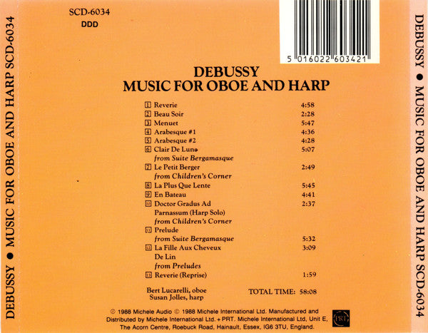 Claude Debussy / Bert Lucarelli / Susan Jolles : Music For Oboe And Harp (CD, Album)