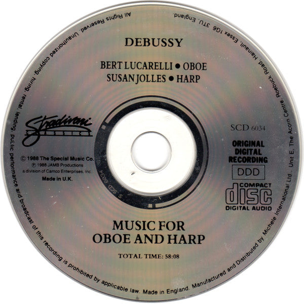 Claude Debussy / Bert Lucarelli / Susan Jolles : Music For Oboe And Harp (CD, Album)
