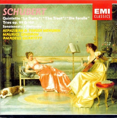 Franz Schubert / Hephzibah Menuhin, Yehudi Menuhin, Maurice Gendron, Amadeus-Quartett : Quintette "La Truite" - Trios Op. 99 & 100 - Sonatensatz - Notturno (2xCD, Comp)