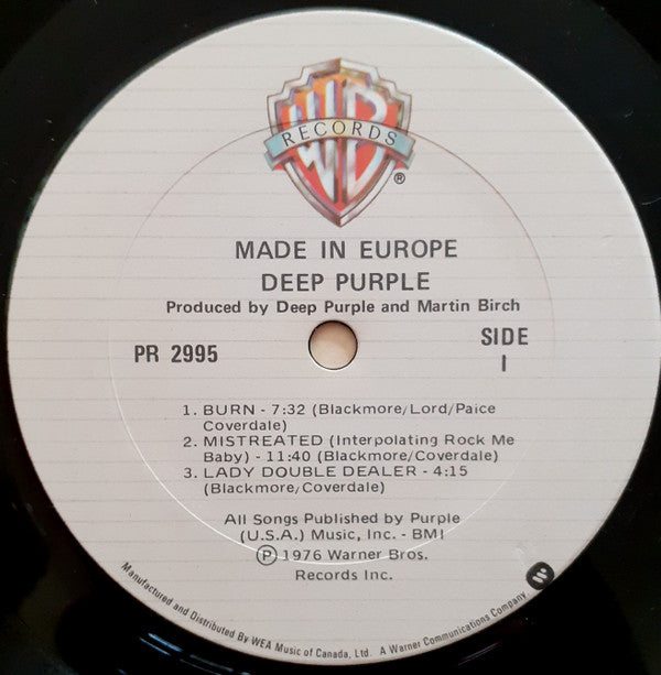 Deep Purple : Made In Europe (LP, Album, RE)
